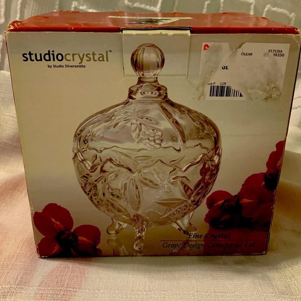 Studio Silversmiths Liliana Collection Fine Crystal Covered Canister Candy Dish